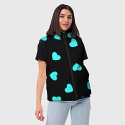 Женский жилет С голубыми сердечками на черном, цвет: 3D-черный — фото 2