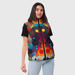 Женский жилет Mirrow colorful blots - abstraction - vogue, цвет: 3D-черный — фото 2