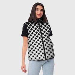 Женский жилет Черно-белые ромбы и клетки, цвет: 3D-черный — фото 2