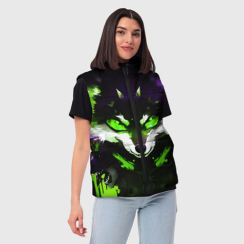 Женский жилет Кислотный енот / 3D-Черный – фото 3