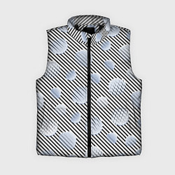 Женский жилет Серебристые круги на полосатом фоне, цвет: 3D-черный