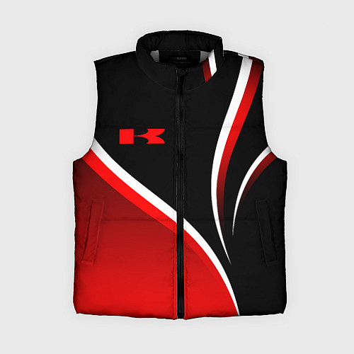 Женский жилет Кавасаки - красные волны / 3D-Светло-серый – фото 1