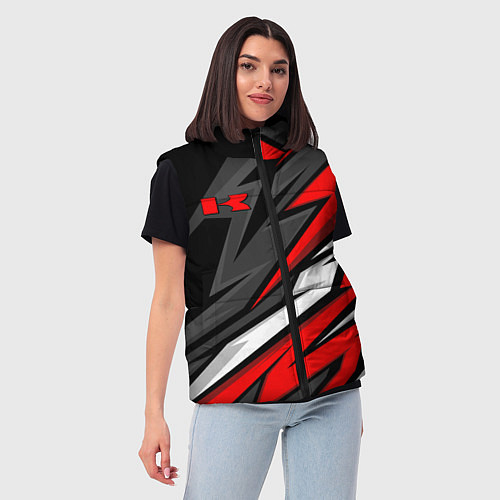 Женский жилет Kawasaki - red uniform / 3D-Черный – фото 3