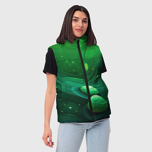 Женский жилет Зеленые выпуклые шары текстура / 3D-Красный – фото 3