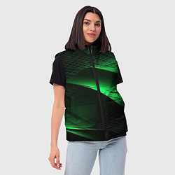 Женский жилет Зеленая абстракция фон, цвет: 3D-черный — фото 2