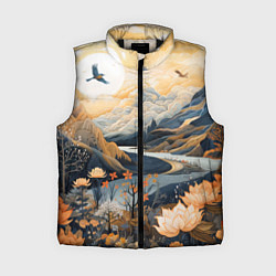 Женский жилет Солнечное утро в цветущих горах, цвет: 3D-черный