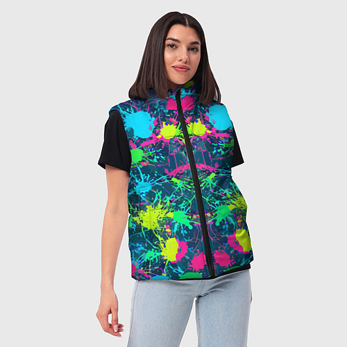 Женский жилет Colorful blots - expressionism - vogue / 3D-Черный – фото 3