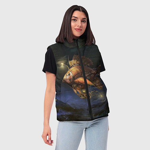 Женский жилет Рыба-дирижабль в ночи / 3D-Черный – фото 3