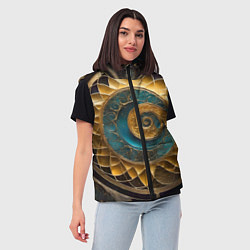 Женский жилет Синий золотой водоворот декоративный орнамент, цвет: 3D-красный — фото 2