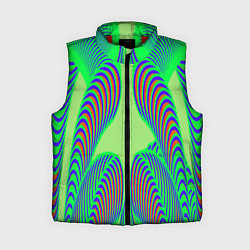 Женский жилет Сине-зеленые изгибы, цвет: 3D-красный