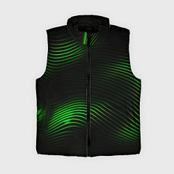 Женский жилет Зеленые тонкие линии, цвет: 3D-черный