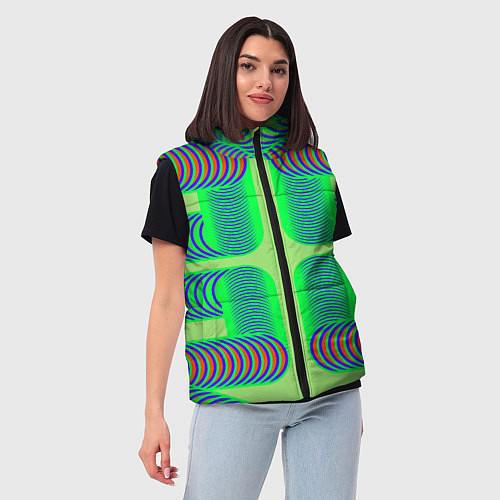 Женский жилет Дуги на зеленом фоне / 3D-Красный – фото 3