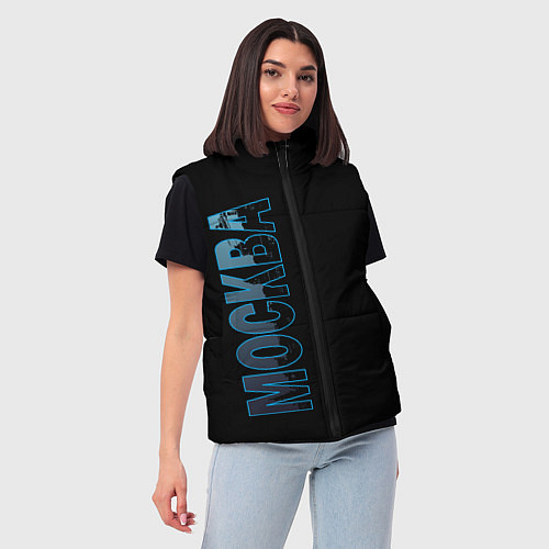 Женский жилет Москва тень города / 3D-Черный – фото 3