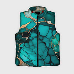 Женский жилет Зеленый мрамор с золотыми прожилками, цвет: 3D-красный