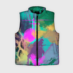 Женский жилет Пятна краски и леопардовая шкура абстракция, цвет: 3D-черный