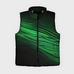 Женский жилет Green neon lines, цвет: 3D-светло-серый