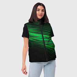Женский жилет Green neon lines, цвет: 3D-светло-серый — фото 2