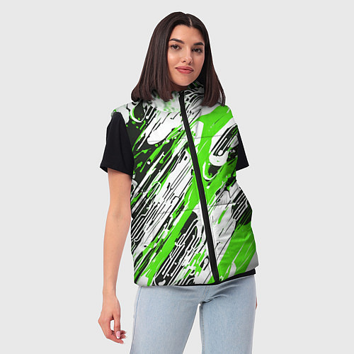 Женский жилет Спонтанные брызги зелёные / 3D-Черный – фото 3