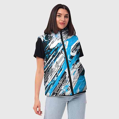 Женский жилет Спонтанные брызги голубые / 3D-Черный – фото 3