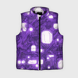 Женский жилет Фиолетовые кибернетические схемы неон, цвет: 3D-черный