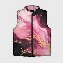 Женский жилет Абстрактный черно-розовый мраморный узор, цвет: 3D-черный