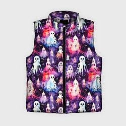 Женский жилет Хэллоуин Акварельные привидения, цвет: 3D-светло-серый