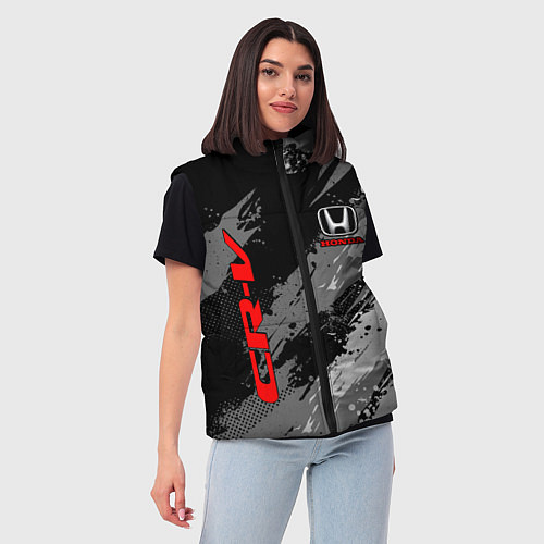 Женский жилет Honda cr-v - Монохром / 3D-Красный – фото 3