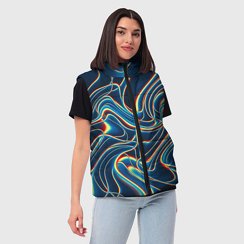 Женский жилет Abstract waves / 3D-Черный – фото 3