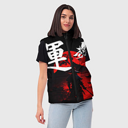 Женский жилет Японский самурай и красная луна, цвет: 3D-черный — фото 2