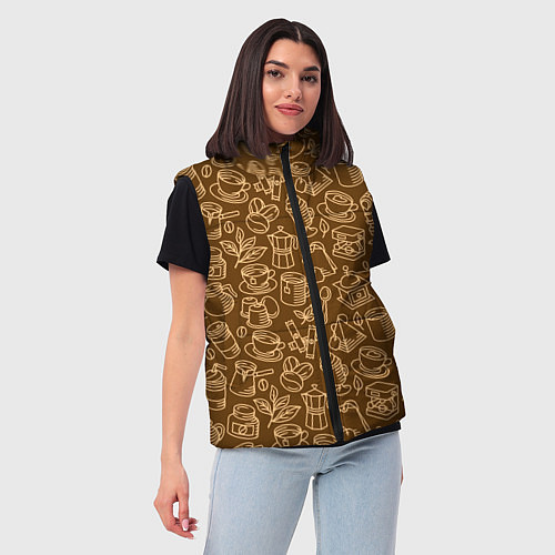 Женский жилет Кофе и чай - коричневый / 3D-Красный – фото 3