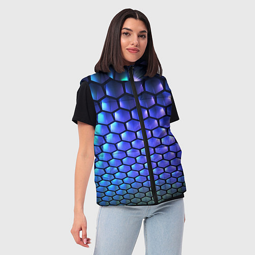 Женский жилет Цветные соты - объемная абстракция / 3D-Черный – фото 3