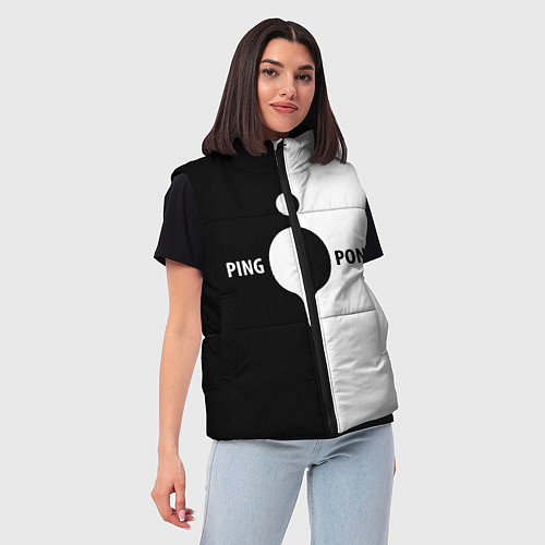 Женский жилет Ping-Pong черно-белое / 3D-Светло-серый – фото 3