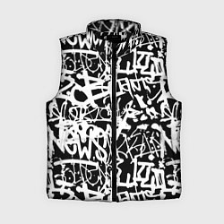Женский жилет Граффити черно-белый паттерн, цвет: 3D-черный