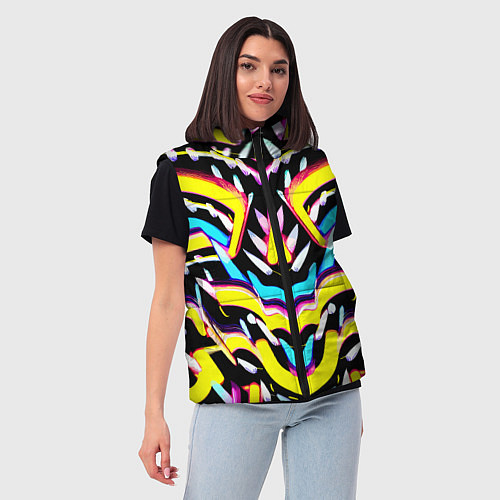 Женский жилет Abstract mirrow pattern - neural network / 3D-Черный – фото 3