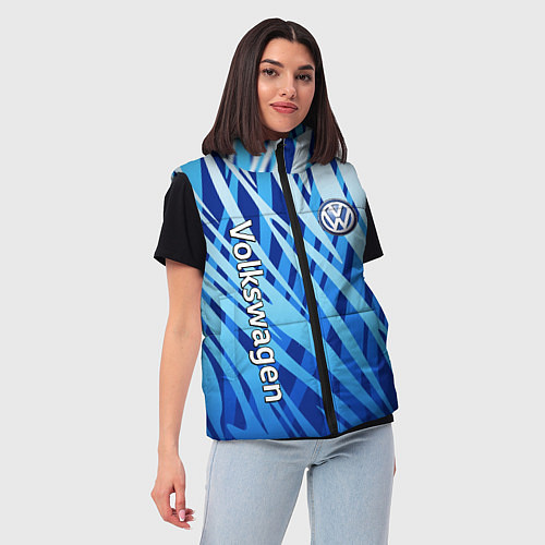 Женский жилет Volkswagen - синий камуфляж / 3D-Светло-серый – фото 3