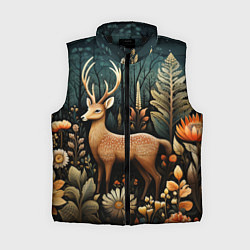 Женский жилет Лесной олень в стиле фолк-арт, цвет: 3D-черный