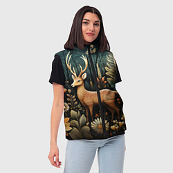 Женский жилет Лесной олень в стиле фолк-арт, цвет: 3D-черный — фото 2