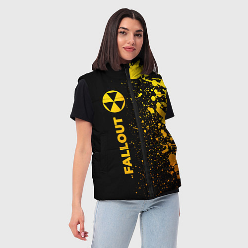 Женский жилет Fallout - gold gradient: по-вертикали / 3D-Черный – фото 3