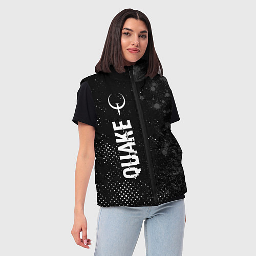 Женский жилет Quake glitch на темном фоне: по-вертикали / 3D-Черный – фото 3
