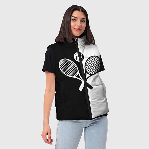 Женский жилет Теннис - чёрно белое / 3D-Черный – фото 3