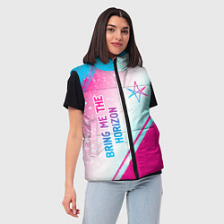 Женский жилет Bring Me the Horizon neon gradient style вертикаль, цвет: 3D-черный — фото 2