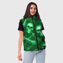 Женский жилет Зелёные черепа и кости, цвет: 3D-красный — фото 2