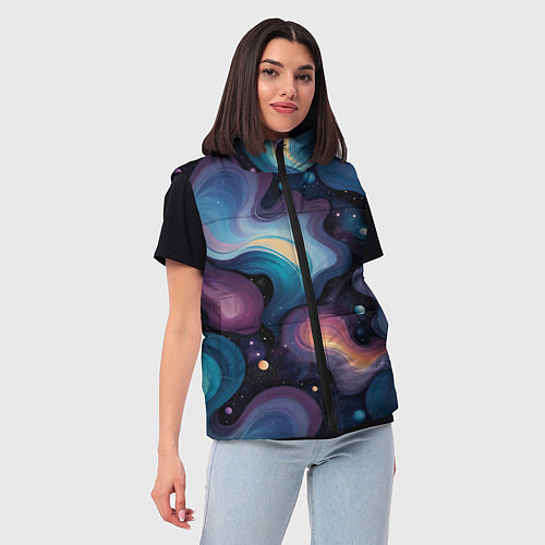 Женский жилет Космические волны и звездная пыль / 3D-Светло-серый – фото 3