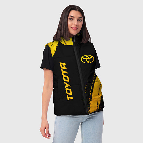 Женский жилет Toyota - gold gradient вертикально / 3D-Черный – фото 3