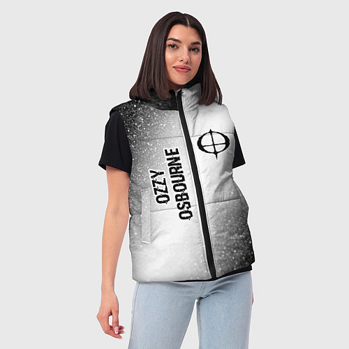 Женский жилет Ozzy Osbourne glitch на светлом фоне вертикально / 3D-Черный – фото 3