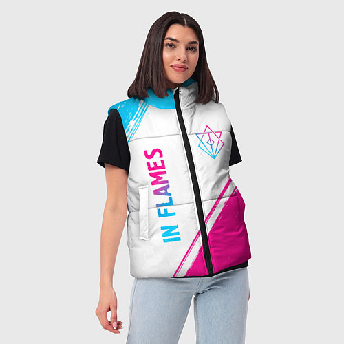 Женский жилет In Flames neon gradient style вертикально / 3D-Черный – фото 3