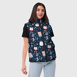 Женский жилет New years pattern with animals, цвет: 3D-черный — фото 2