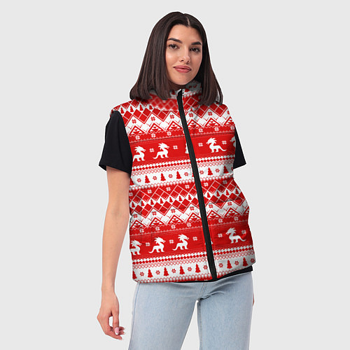 Женский жилет Новогодние драконы / 3D-Черный – фото 3
