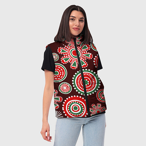 Женский жилет Новогодний принт красный / 3D-Черный – фото 3