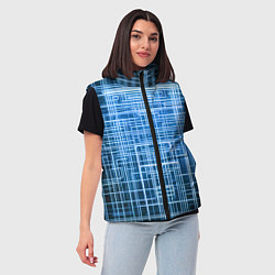 Женский жилет Синие неоновые полосы киберпанк, цвет: 3D-красный — фото 2